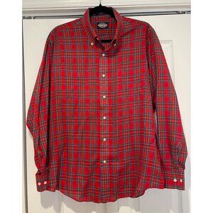 Vtg Towncraft Mens Red Plaid Button Down Shirt Size L Indie‎ Grunge 90s Staple